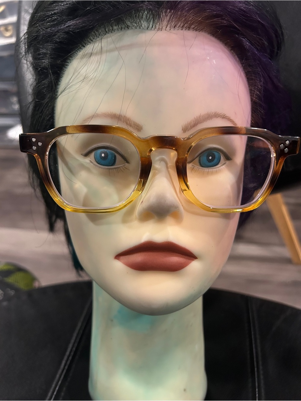Yes look -finger Vintage Style Tortoiseshell Eyeglasses - Amber Brown Frames